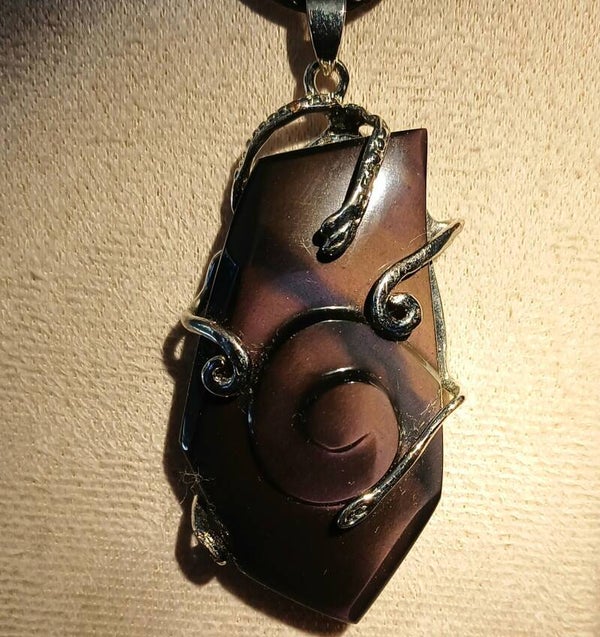 Pendentif Obsidienne Manta Huichol