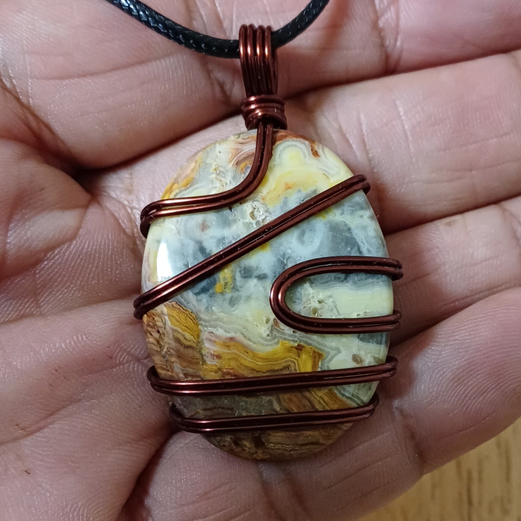 Pendentif Agate dentelle folle