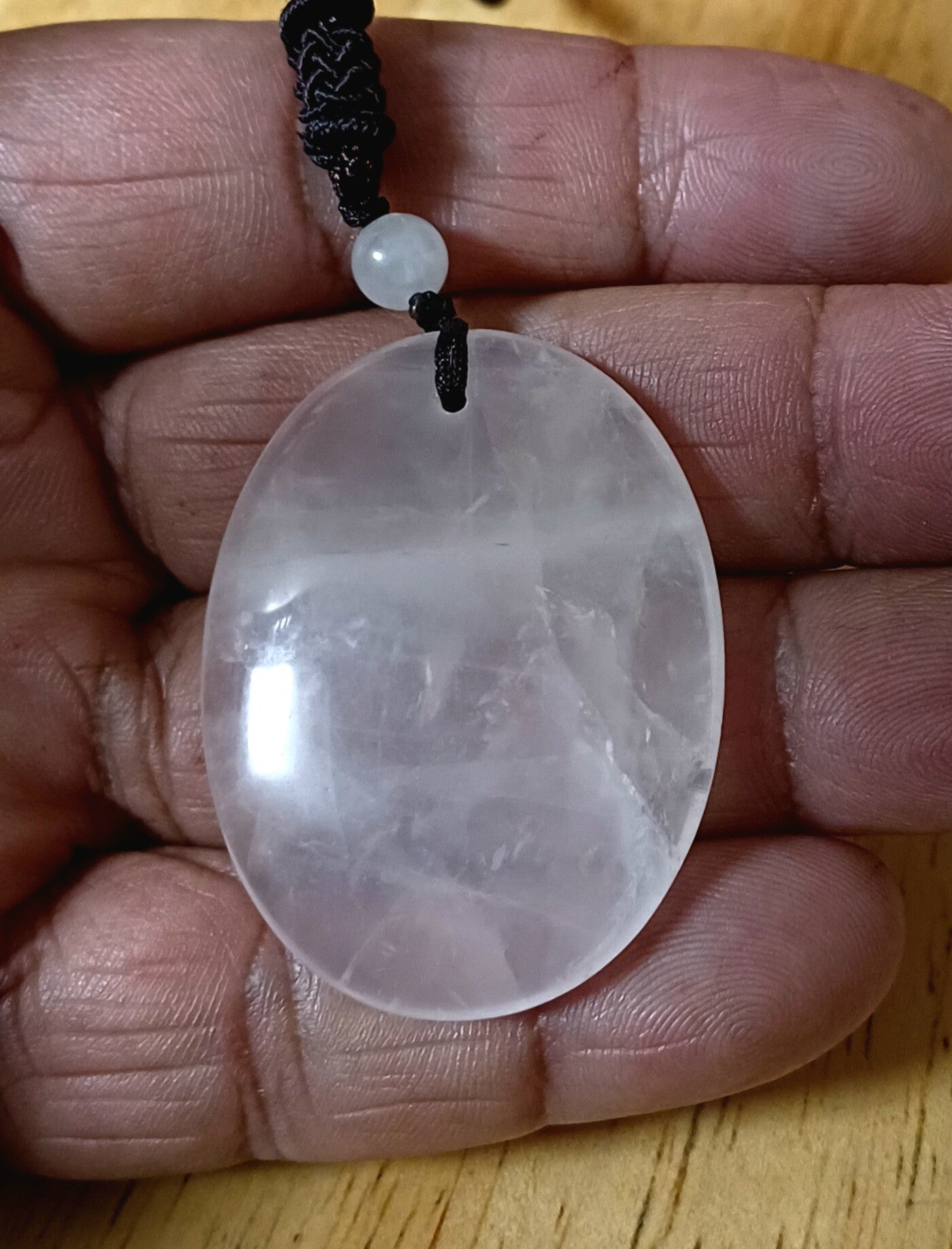 Pendentif Quartz rose cordon réglable 2