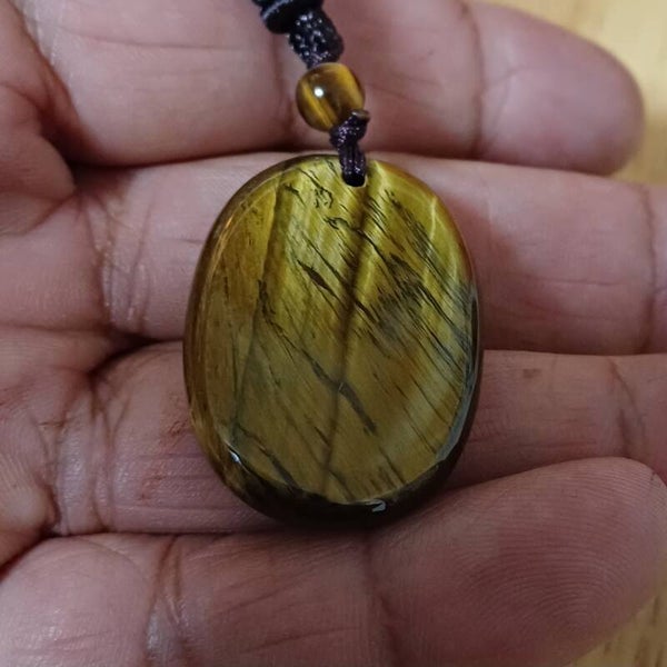 Pendentif Œil du tigre cordon réglable