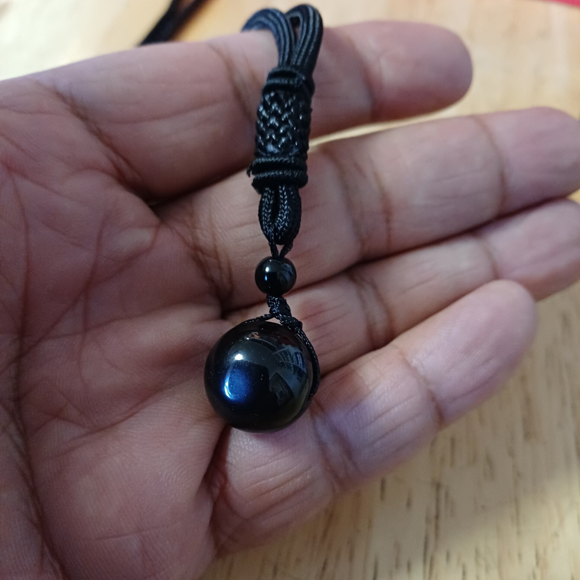 Pendentif Obsidienne œil céleste cordon réglable
