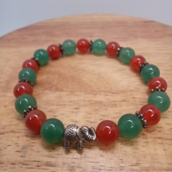 Bracelet Aventurine & Cornaline 8 mm