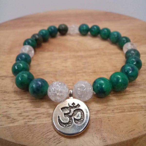 Bracelet Azurite malachite & cristal de roche 8 mm