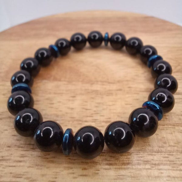 Bracelet Tourmaline & Hématite 10 mm