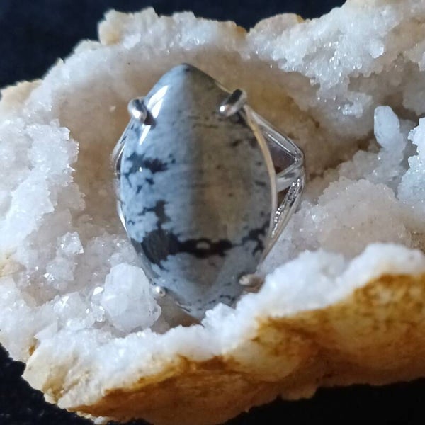 Bague Obsidienne neige