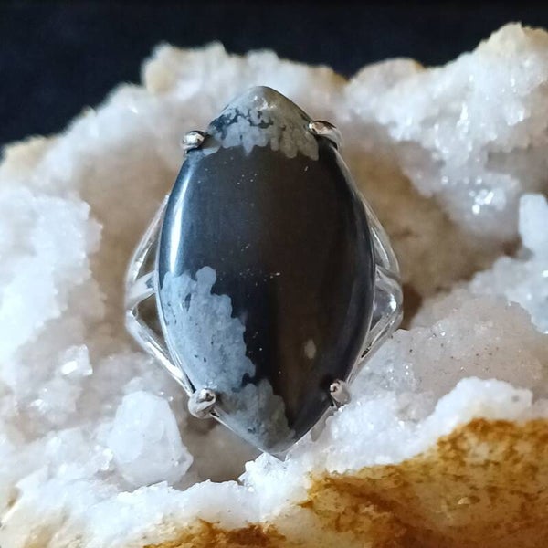 Bague Obsidienne neige