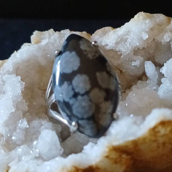 Bague Obsidienne neige