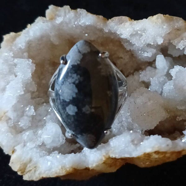 Bague Obsidienne neige