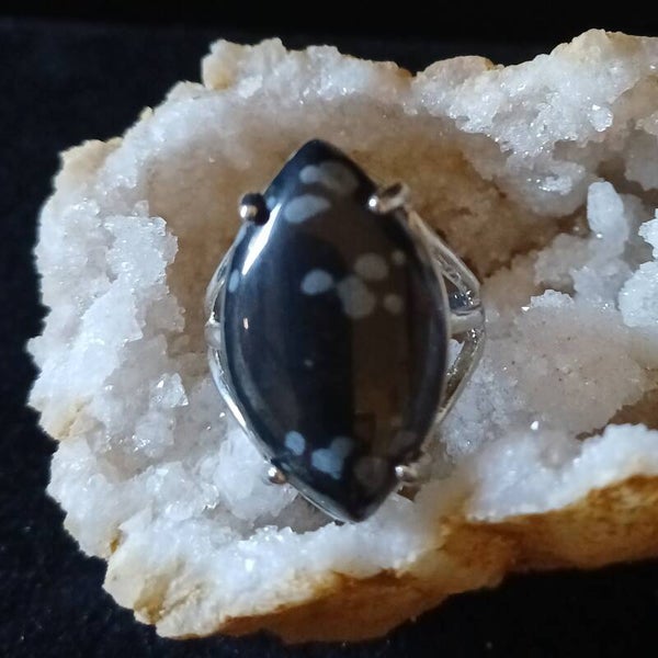 Bague Obsidienne neige