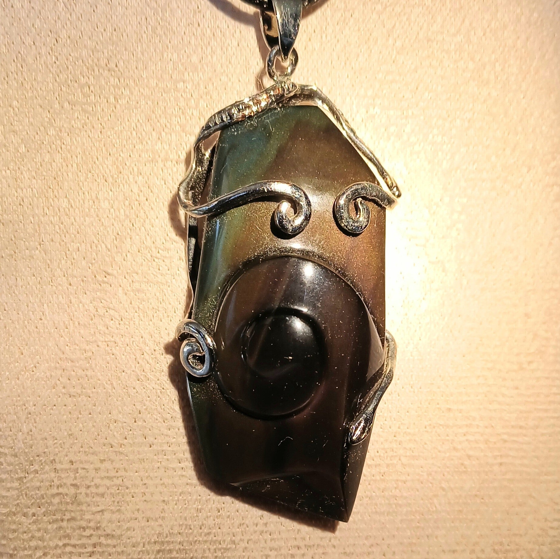 Pendentif Obsidienne Manta Huichol