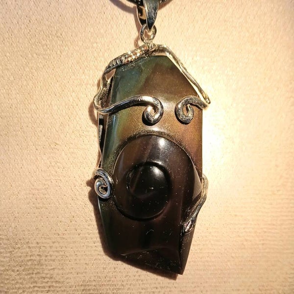 Pendentif Obsidienne Manta Huichol