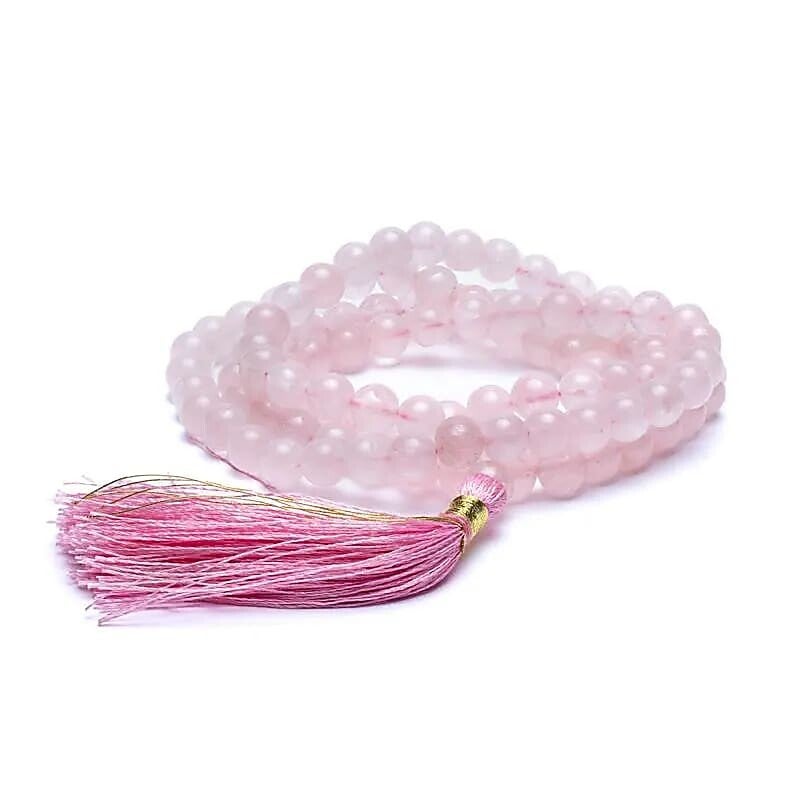 Mala Quartz rose AA 108 perles + sac