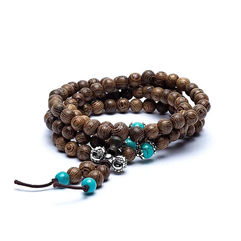 Mala bois perles ornementales et dorje