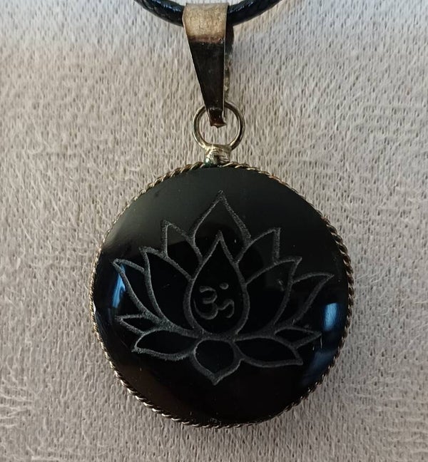 Pendentif Obsidienne noire Lotus