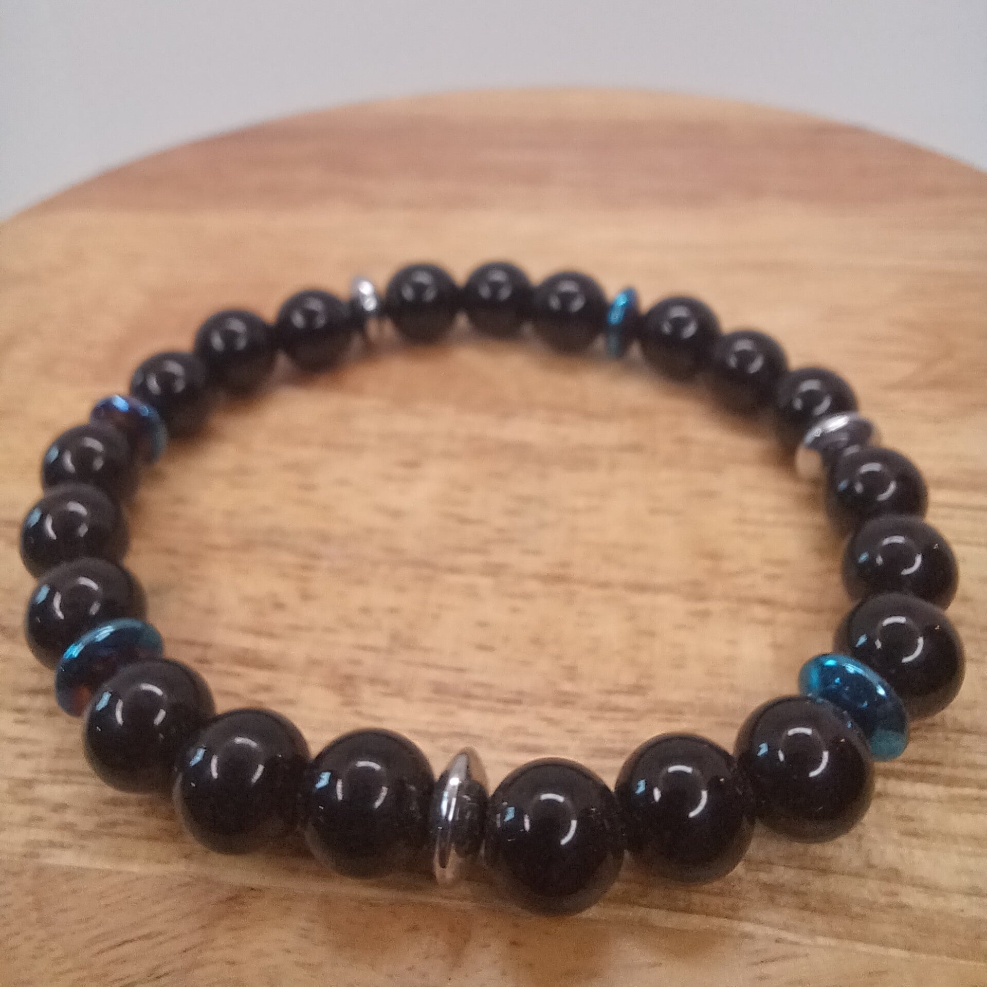 Bracelet Onyx & Hématite 8 mm