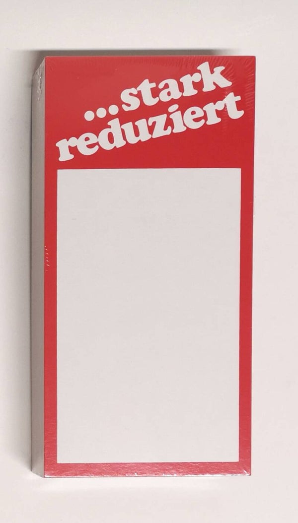 50 Preisschilder mit Aufdruck " ...stark reduziert " 3 Größen