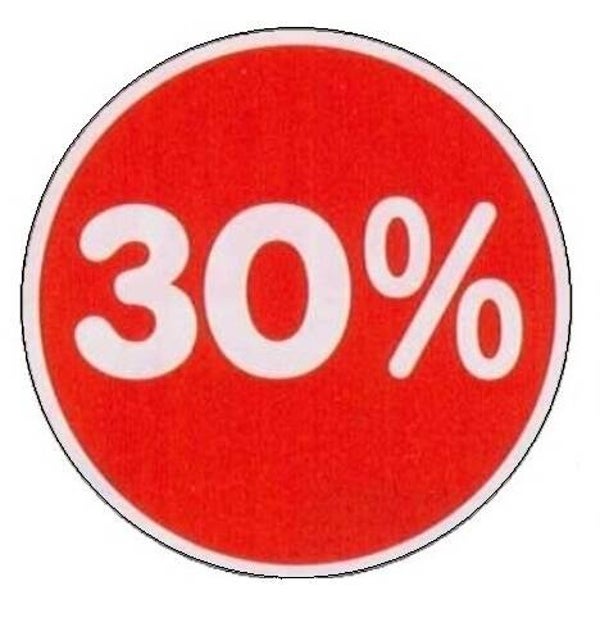 Ankleber Nr. 11303 mit Aufdruck 30% - ca. 32 cm Durchmesser