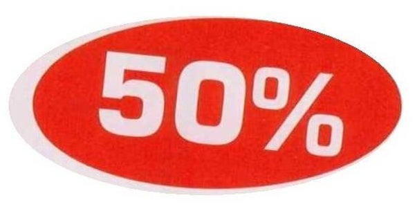 Ankleber Nr. 12475 mit Aufdruck 50% - 24 x 52 cm