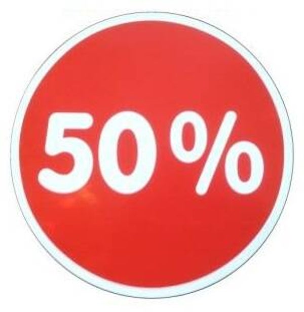 Ankleber Nr. 11305 mit Aufdruck 50% - ca. 32 cm Durchmesser