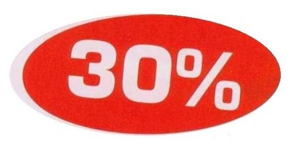 Ankleber Nr. 12473 mit Aufdruck 30% - 24 x 52 cm