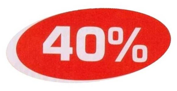Ankleber Nr. 12474 mit Aufdruck 40% - 24 x 52 cm