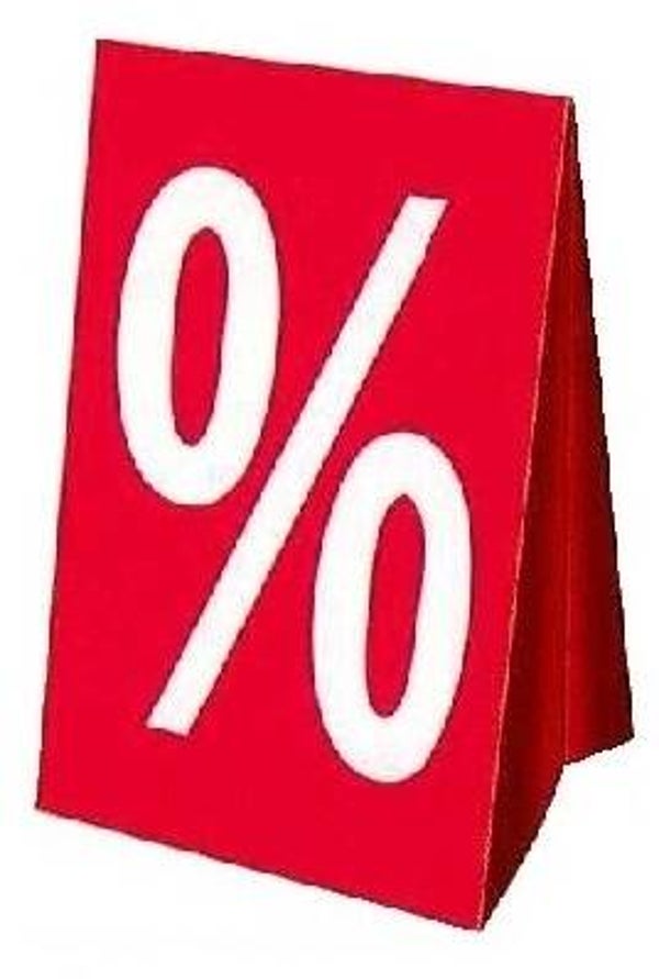 Aufsteller Text " % " 3 Größen aus Karton