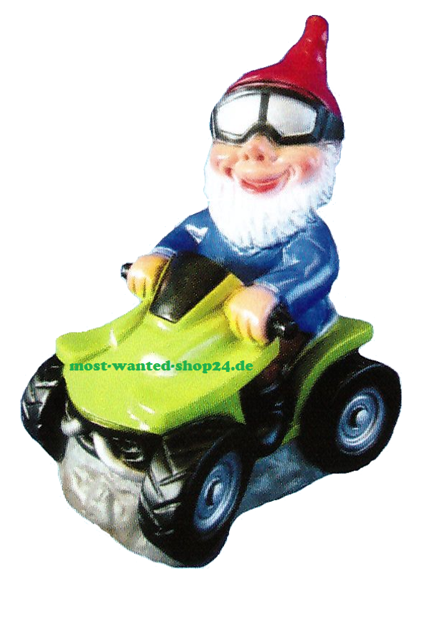 Gartenzwerg " Zwerg auf Quad " 28 cm Nr. 1069 / Made in Germany