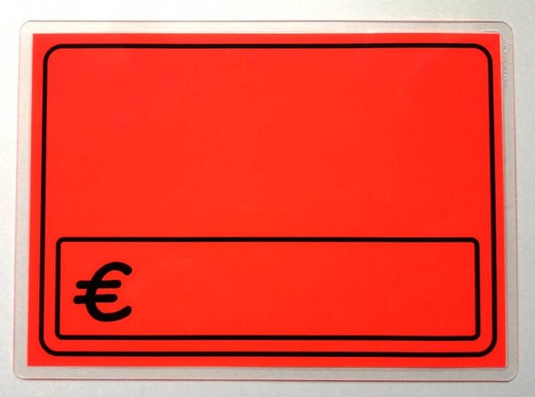 10 St.  Preisschilder mit Rand € Zeichen laminiert  leuchtrot