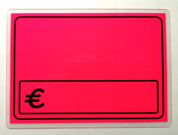 10 St.  Preisschilder mit Rand € Zeichen laminiert  leuchtrosa (Kopie)