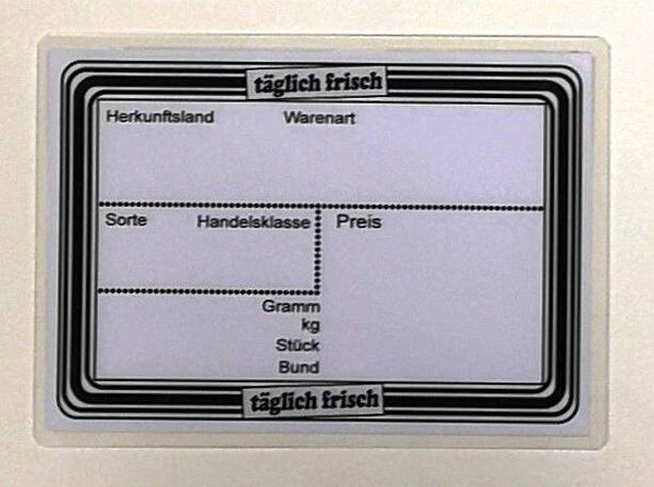 10 St.  Preisschilder für Obst und Gemüse laminiert  weiß