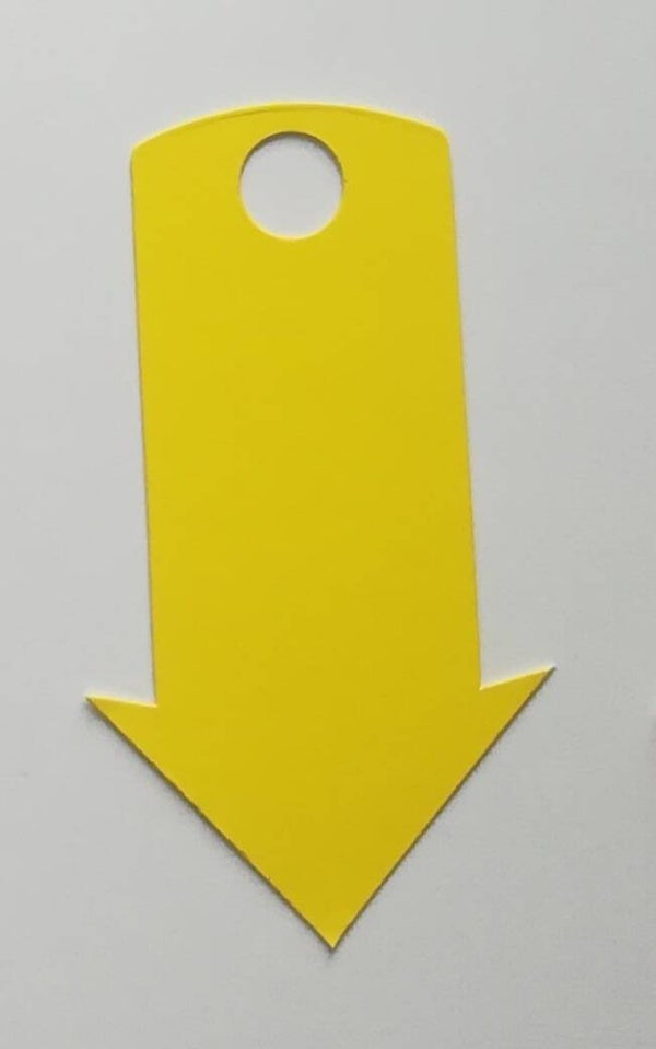 50 Pfeile mit Bohrung Nr. PS-63-110-202 - 380g/qm - Preisschilder 6,3 x 11,3 cm zitronengelb