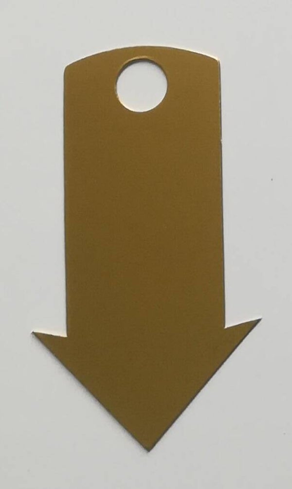 50 Pfeile mit Bohrung Nr. PS-63-110-688 - 380g/qm - Preisschilder 6,3 x 11,3 cm goldfarbig