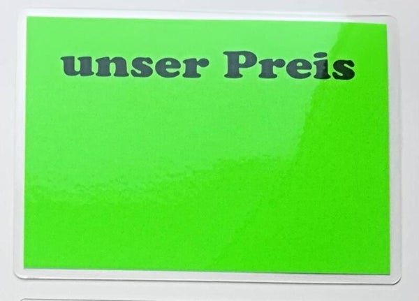 10 St.  Preisschilder mit Text "unser Preis" laminiert leuchtgrün