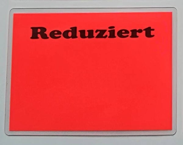 10 St.  Preisschilder mit Text " Reduziert " laminiert leuchtrot