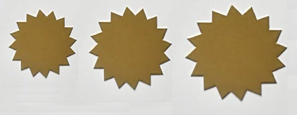 60 Rund - Sterne 3 Größen aus Plakatkarton goldfarbig