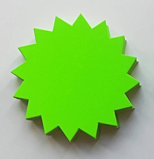 50 Rund - Sterne aus Plakatkarton  leuchtgrün 380g/qm