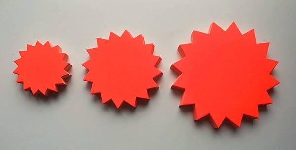 60 Rund - Sterne 3 Größen aus Plakatkarton leuchtrot