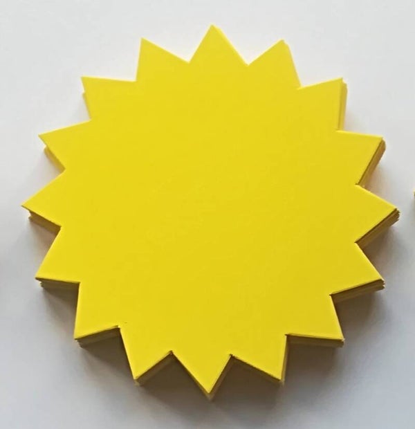 50 Rund - Sterne aus Plakatkarton zitronengelb 380g/qm