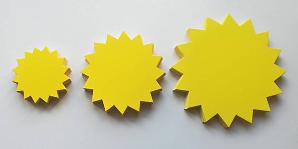 60 Rund - Sterne 3 Größen aus Plakatkarton zitronengelb 