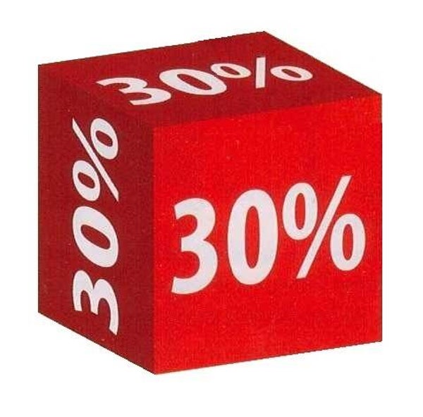 Würfel  Nr. 12473 mit Aufdruck " 30 % "
