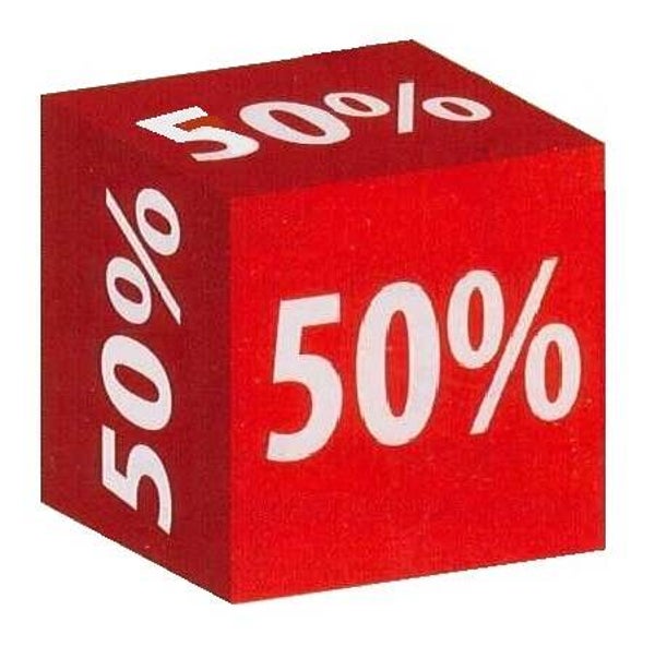 Würfel  Nr. 12475 mit Aufdruck " 50 % "