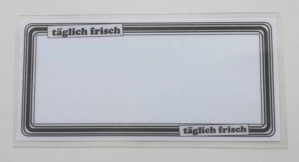 10 laminierte Preisschilder in weiß 110 x 216 mm - Aufdruck: "täglich frisch" mit Rand
