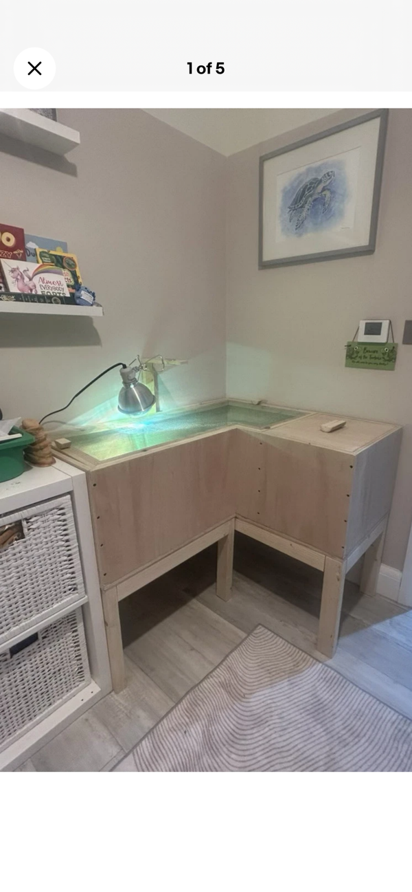 Tortoise table l shape on legs