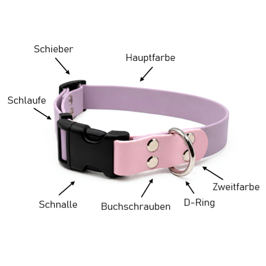 BioThane® Halsband zweifarbig mit Steckschnalle