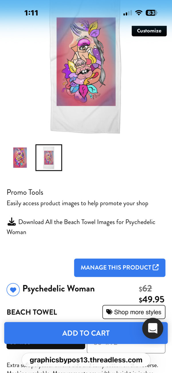 Psychedelic Woman beach towel