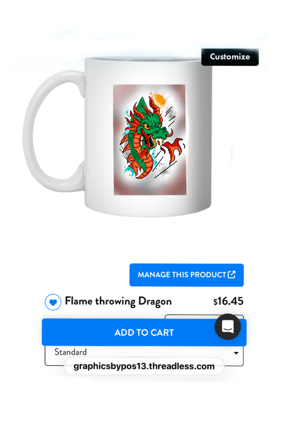 Flame throwing Dragon mug