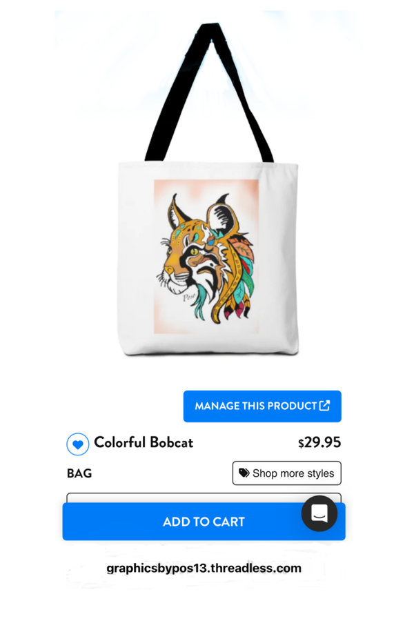 Colorful Bobcat Bag
