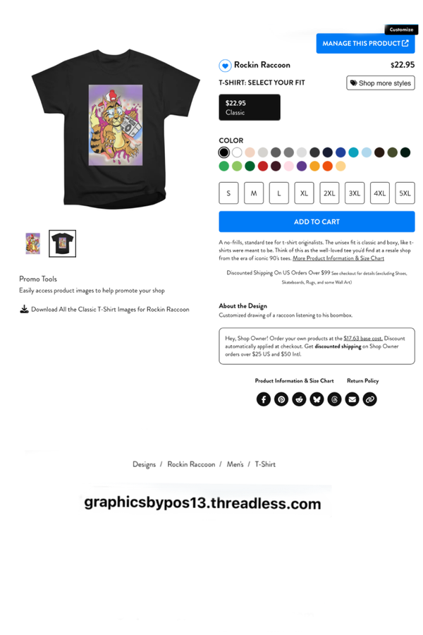 Rockin Raccoon tee-shirt