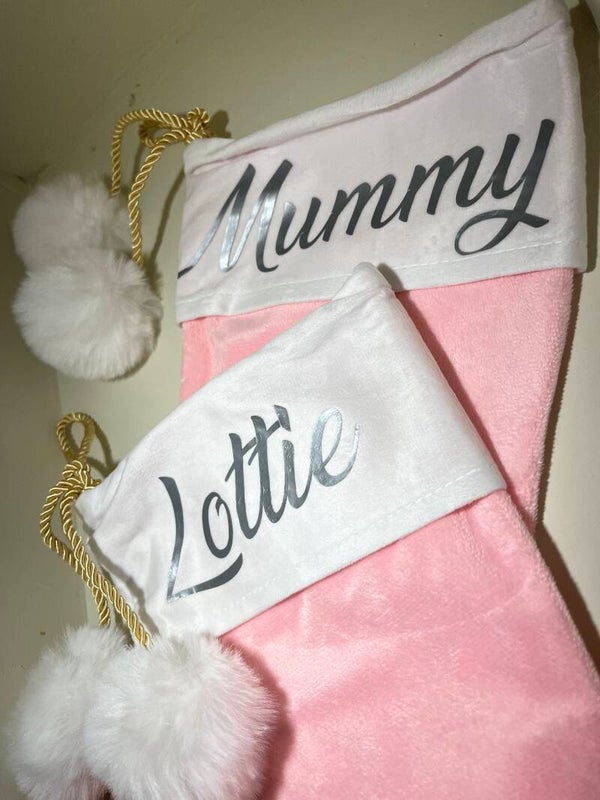 Pink personalized stocking