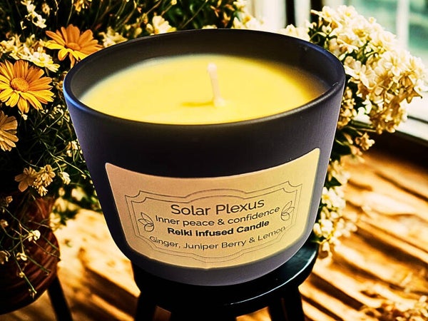 Reiki-Infused Solar Plexus Chakra Candle